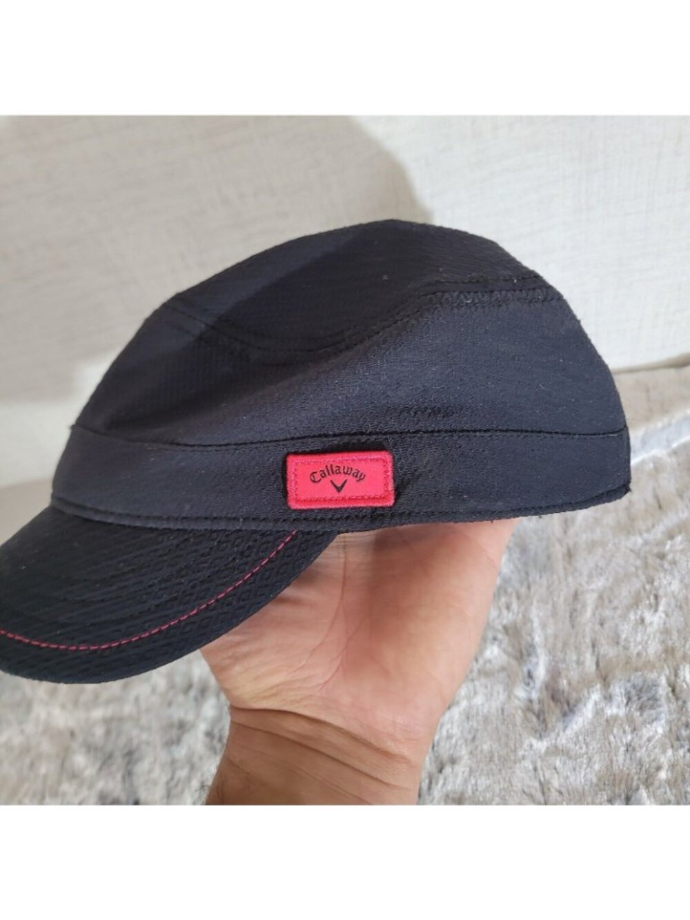 Callaway Hat Womens Black Golf Cap Adjustable Strap Back Red Stitching Sports - Picture 2 of 7